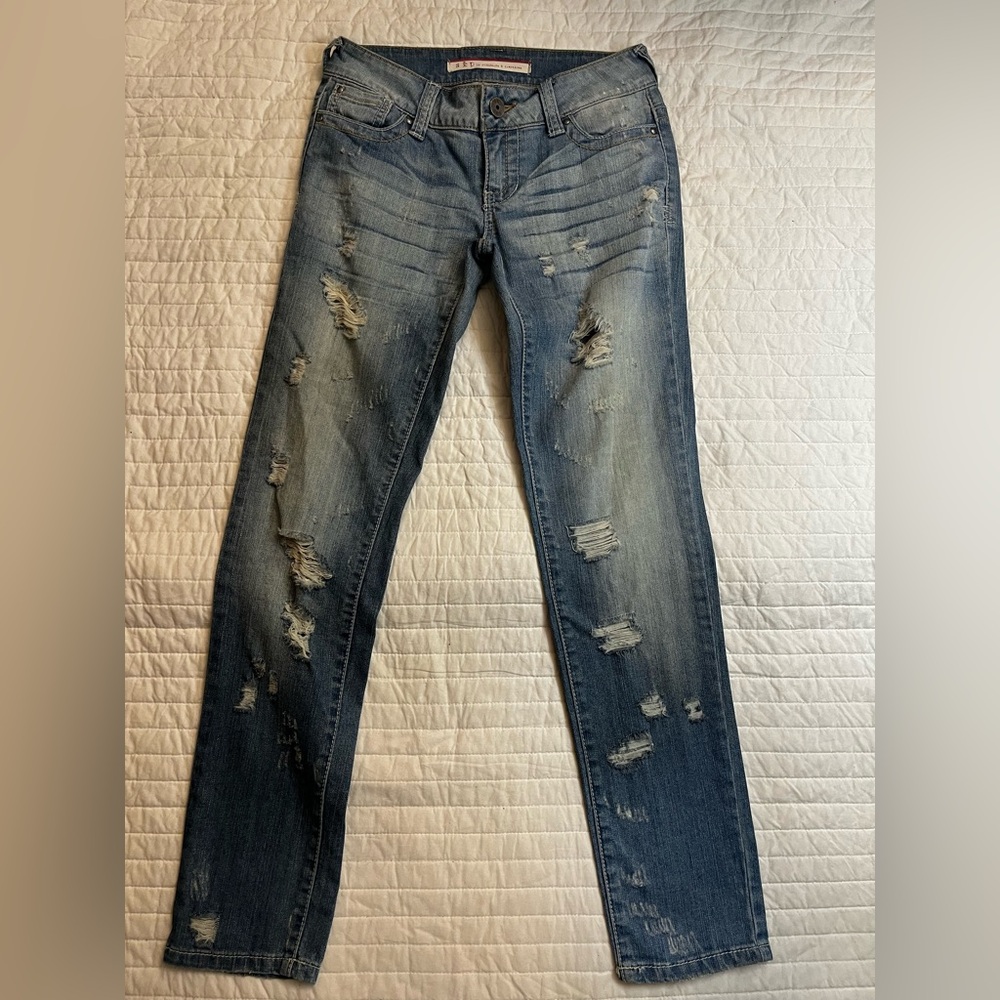 NWOT Standard & Practices distressed skinny jeans Y2K